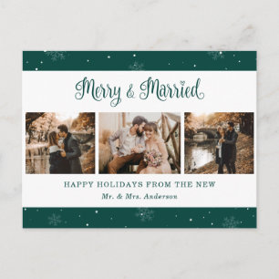 Cartes Pour Fêtes Annuelles Flocon de neige botanique Photo de mariage civil N
