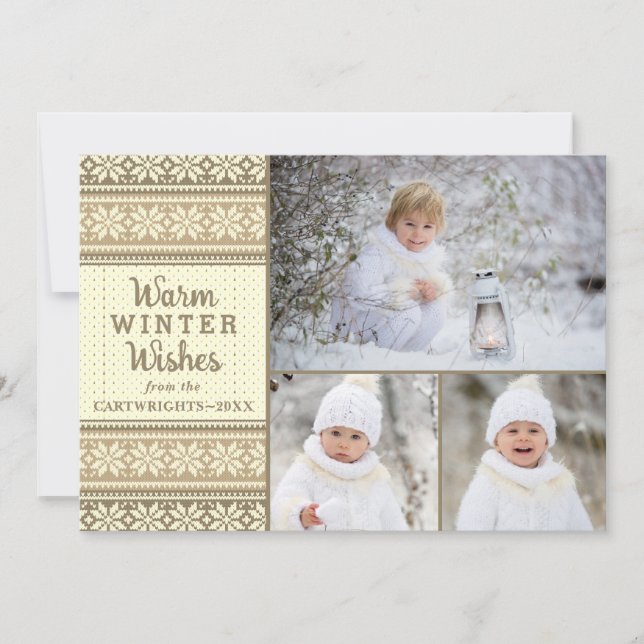 Cartes Pour Fêtes Annuelles Flocon de neige Brown Sweater Warm Winter WWings 3 (Devant)