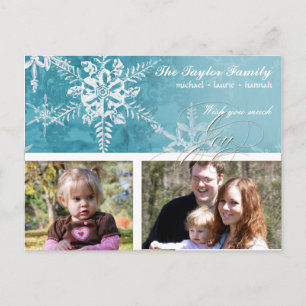 Cartes Pour Fêtes Annuelles Flocon de neige Damask de Noël - Aqua d'hiver en b