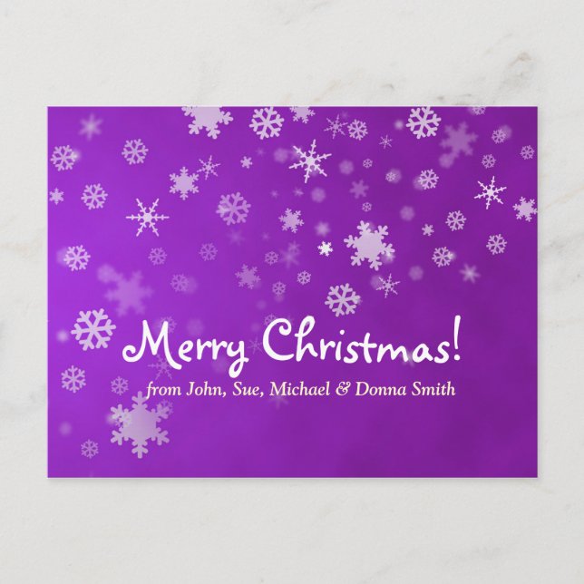 Cartes Pour Fêtes Annuelles Flocon de neige de Noël en famille violet (Devant)