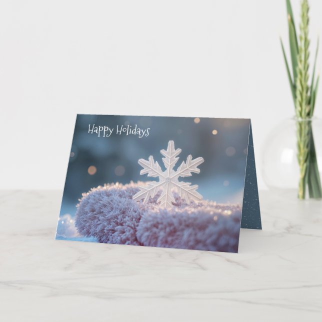 Cartes Pour Fêtes Annuelles Flocon de neige de Noël sur Mitten rose (Devant)
