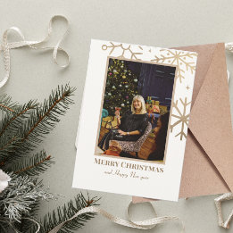 Cartes Pour Fêtes Annuelles Flocon de neige d'or Noël simple