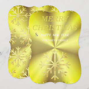 Cartes Pour Fêtes Annuelles Flocon de neige doré et fond élégant doré hol