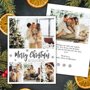Cartes Pour Fêtes Annuelles Flocon de neige élégant 4 Collage de photos Noël