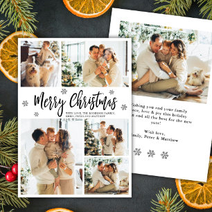 Cartes Pour Fêtes Annuelles Flocon de neige élégant 5 Photo Collage Noël