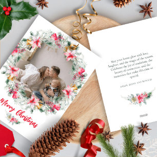 Cartes Pour Fêtes Annuelles Flocon de neige en aquarelle de la couronne botani