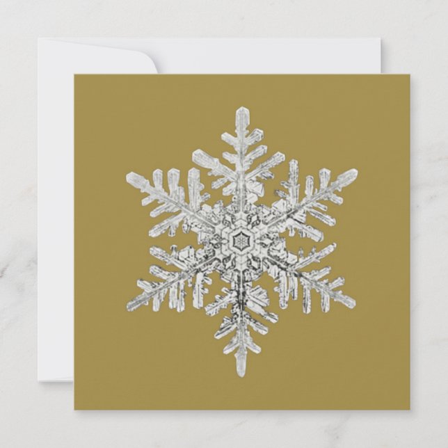 Cartes Pour Fêtes Annuelles Flocon de neige en cristal argenté scintillant sur (Devant)