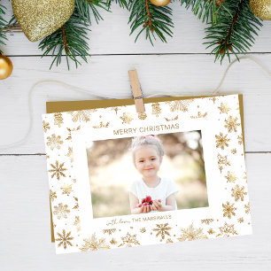 Cartes Pour Fêtes Annuelles Flocon de neige en or tiré à la main Photo de Noël