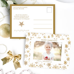 Cartes Pour Fêtes Annuelles Flocon de neige en or tiré à la main Photo de Noël