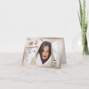 Cartes Pour Fêtes Annuelles Flocon de neige et Oiseaux superposer la photo Car