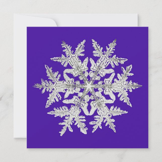 Cartes Pour Fêtes Annuelles Flocon de neige géométrique argenté sur fond viole (Devant)