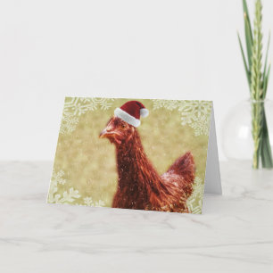 Cartes Pour Fêtes Annuelles Flocon de neige hivernal Poulet de Santa Hat