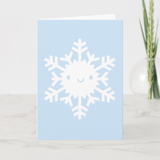 Cartes Pour Fêtes Annuelles Flocon de neige kawaii d'hiver (Devant)