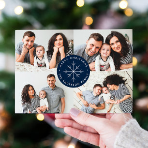 Cartes Pour Fêtes Annuelles Flocon de neige minimaliste Navy 4 Collage photo