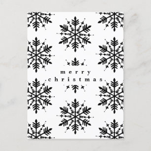 Cartes Pour Fêtes Annuelles Flocon de neige minimaliste noir et blanc