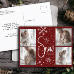 Cartes Pour Fêtes Annuelles Flocon de neige moderne 4 Photos de famille Noël 2<br><div class="desc">Célébrez la saison des Fêtes avec notre "Modern Snowflake 4 Family Pictures Christmas 2023 Holiday Postcard", une façon élégante et pratique d'envoyer vos souhaits les plus chauds. Cette carte postale combine magnifiquement des éléments de design classique et moderne, avec quatre photos de famille, dont un moment chaleureux entre une mère...</div>