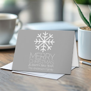 Cartes Pour Fêtes Annuelles Flocon de neige moderne Joyeux Noël - gris argent