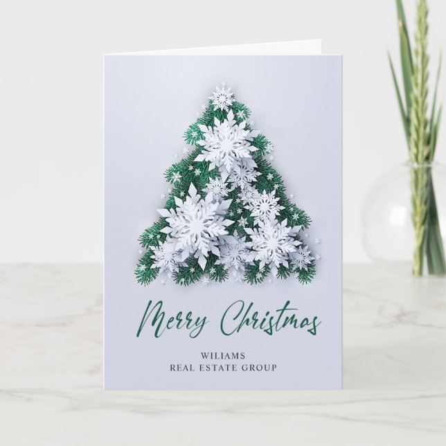 Cartes Pour Fêtes Annuelles Flocon de neige moderne Noël Accueil d'entreprise (Devant)