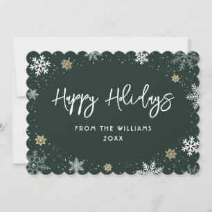 Cartes Pour Fêtes Annuelles Flocon de neige moderne vert