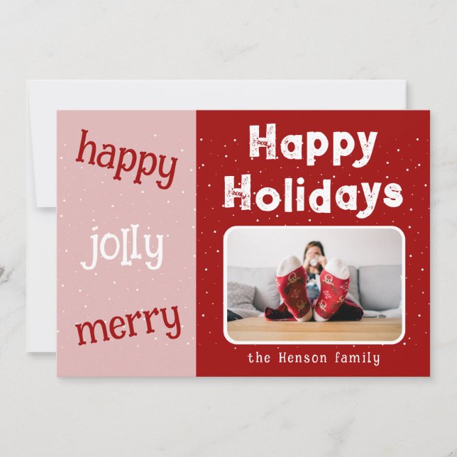 Cartes Pour Fêtes Annuelles Flocon de neige rose moderne Noël Joyeux (Devant)