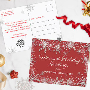 Cartes Pour Fêtes Annuelles Flocon de neige rouge classique pour clientèle d'e