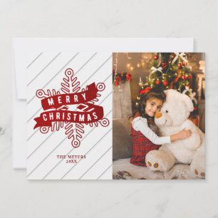 Cartes Pour Fêtes Annuelles Flocon de neige rouge Joyeux Noël lettrage Photo H
