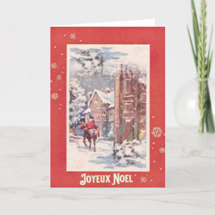 Cartes Pour Fêtes Annuelles Flocon de neige rouge Scène Vintage Joyeux Noel No