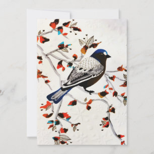 Cartes Pour Fêtes Annuelles Flocon de neige rustique doré d'oiseau d'hiver