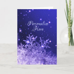 Cartes Pour Fêtes Annuelles Flocon de neige violet blanc mousseux look neige h