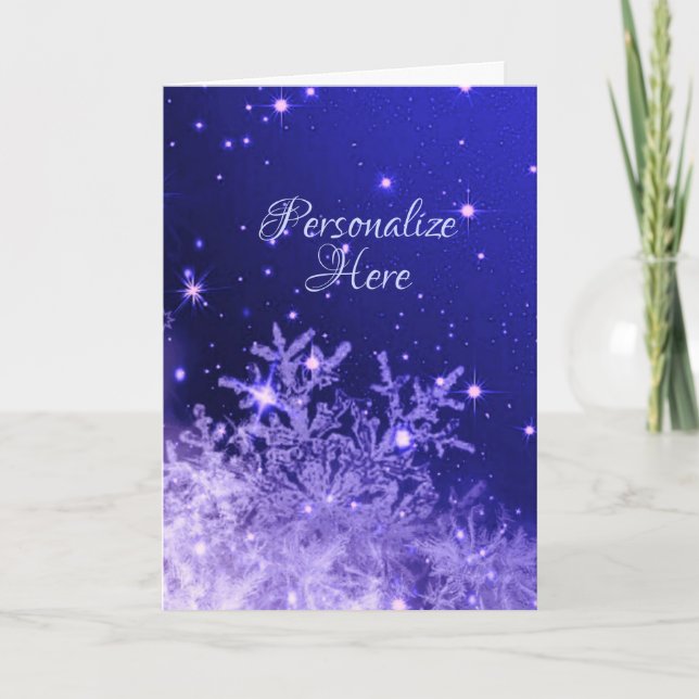 Cartes Pour Fêtes Annuelles Flocon de neige violet blanc mousseux look neige h (Devant)