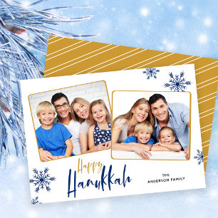 Cartes Pour Fêtes Annuelles Flocons de neige 2 Photos Joyeux Hanukkah