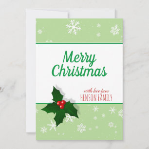 Cartes Pour Fêtes Annuelles Flocons de neige à la baie de houx Noël personnali