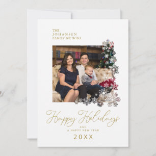 Cartes Pour Fêtes Annuelles Flocons de neige Cadre joyeuses Fêtes Noël Famille