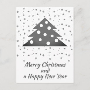 Cartes Pour Fêtes Annuelles Flocons de neige d'arbre de Noël Joyeux Script heu
