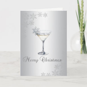 Cartes Pour Fêtes Annuelles Flocons de neige de cocktail de Noël à l'aquarelle