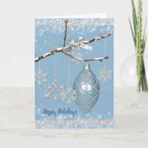 Cartes Pour Fêtes Annuelles Flocons de neige de vacances avec ornement