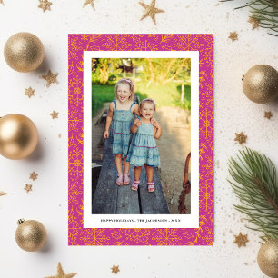 Cartes Pour Fêtes Annuelles Flocons de neige d'hiver Doodles, Photo de Noël, J