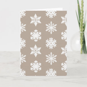 Cartes Pour Fêtes Annuelles Flocons de neige d'Ikat - Taupe bronzage et blanc