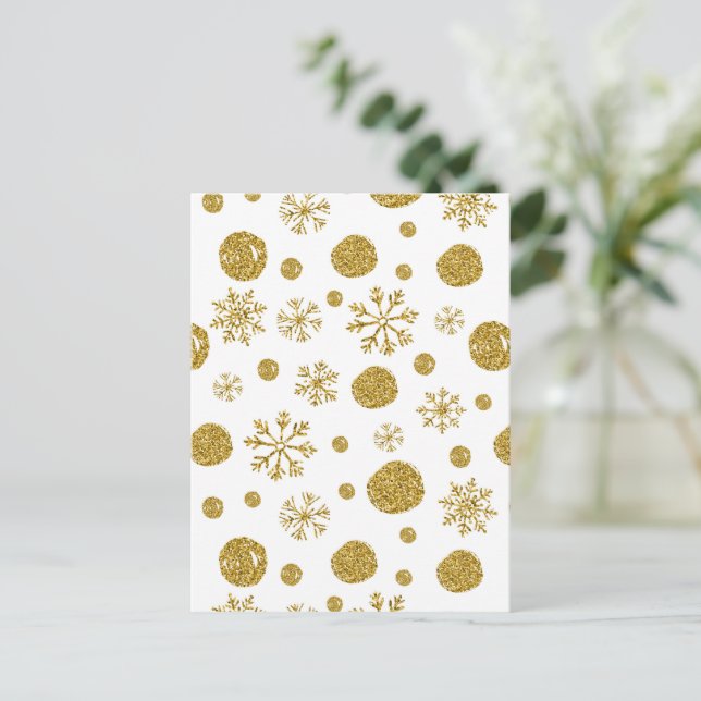 Cartes Pour Fêtes Annuelles Flocons de neige dorés 1 (Debout devant)