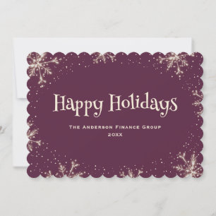 Cartes Pour Fêtes Annuelles Flocons de Neige Étincelants Violets Entreprise