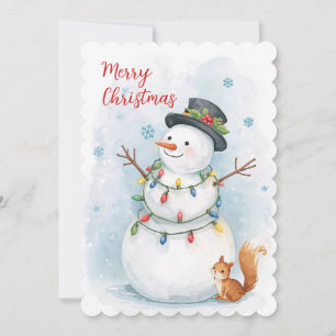 Cartes Pour Fêtes Annuelles Flocons de neige fantaisistes à l'aquarelle Bonhom