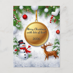 Cartes Pour Fêtes Annuelles Flocons de neige Ornements Lapin Cerf Hiver