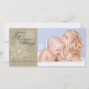 Cartes Pour Fêtes Annuelles Flocons de neige rustiques et toile de jute