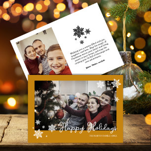 Cartes Pour Fêtes Annuelles Flocons de Neige Simples Photo Or