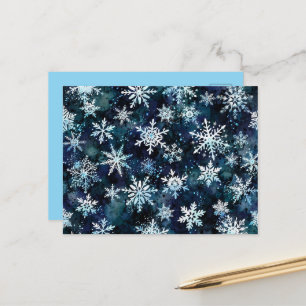 Cartes Pour Fêtes Annuelles Flocons de neige tombant profonde nuit magique d'h