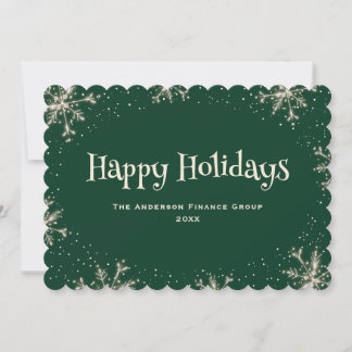 Cartes Pour Fêtes Annuelles Flocons de neige verts scintillants modernes Entre
