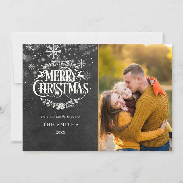 Cartes Pour Fêtes Annuelles Flocons de Noël Joyeux Noël Photo Boho Tableau Noi (Devant)