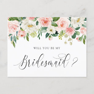 Cartes Pour Fêtes Annuelles Floral Blush Bouquet Serez-Vous Ma Femme D'Accueil
