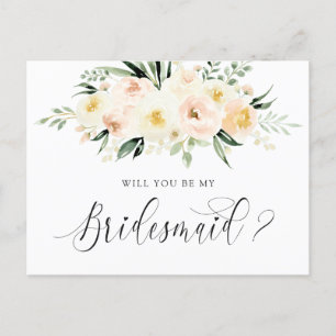 Cartes Pour Fêtes Annuelles Floral Blush Bouquet Serez-Vous Ma Femme D'Accueil