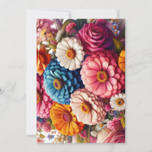 Cartes Pour Fêtes Annuelles Floral coloré/Zinnia printanière/Rose